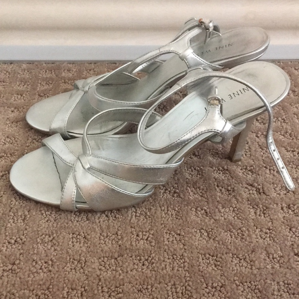 Nine West silver heels
